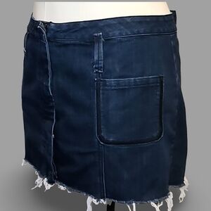 Venezia Frayed Hem Denim Micro Mini Skirt 20 Plus Dark Wash Blue y2K Alternative